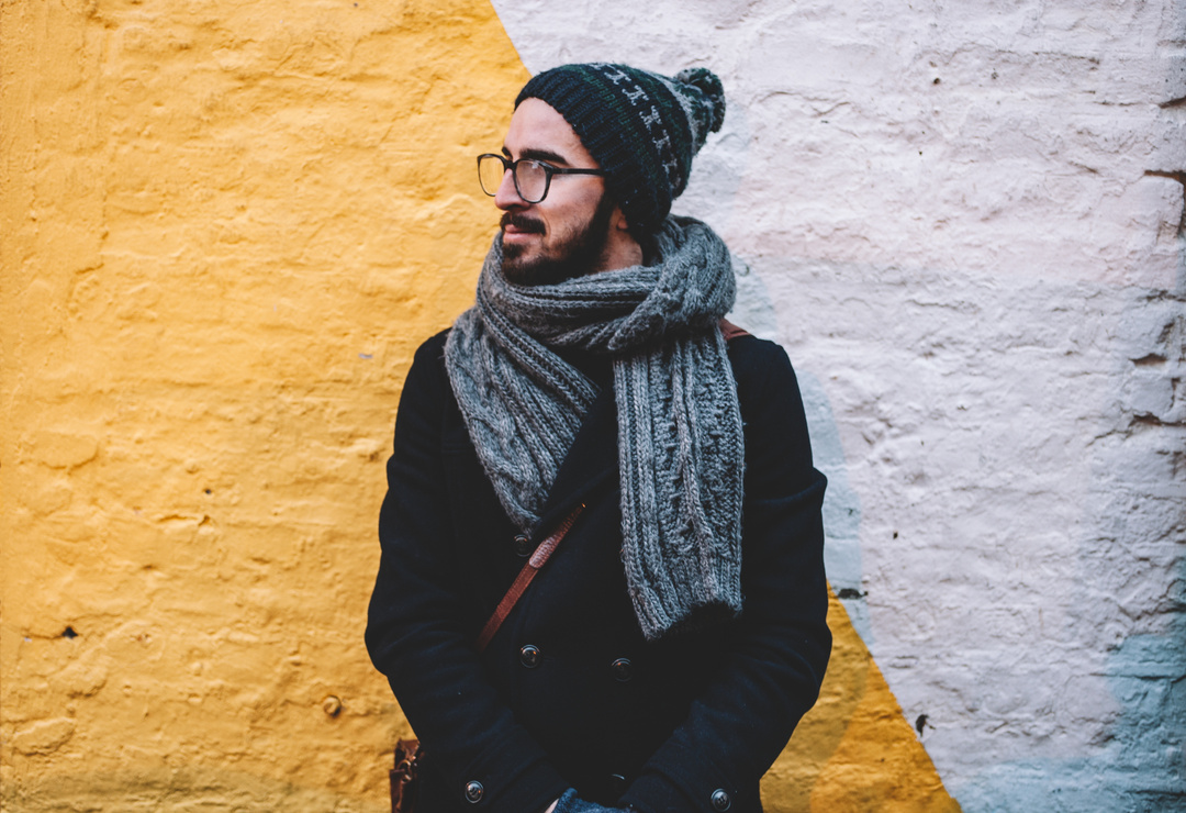 Hipster Man Wearing Winter Clothes